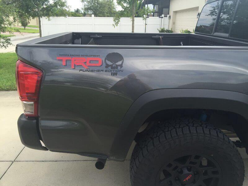 Kit d'autocollants vinyle TRD Punisher Edition pour les flancs de benne de camion Toyota