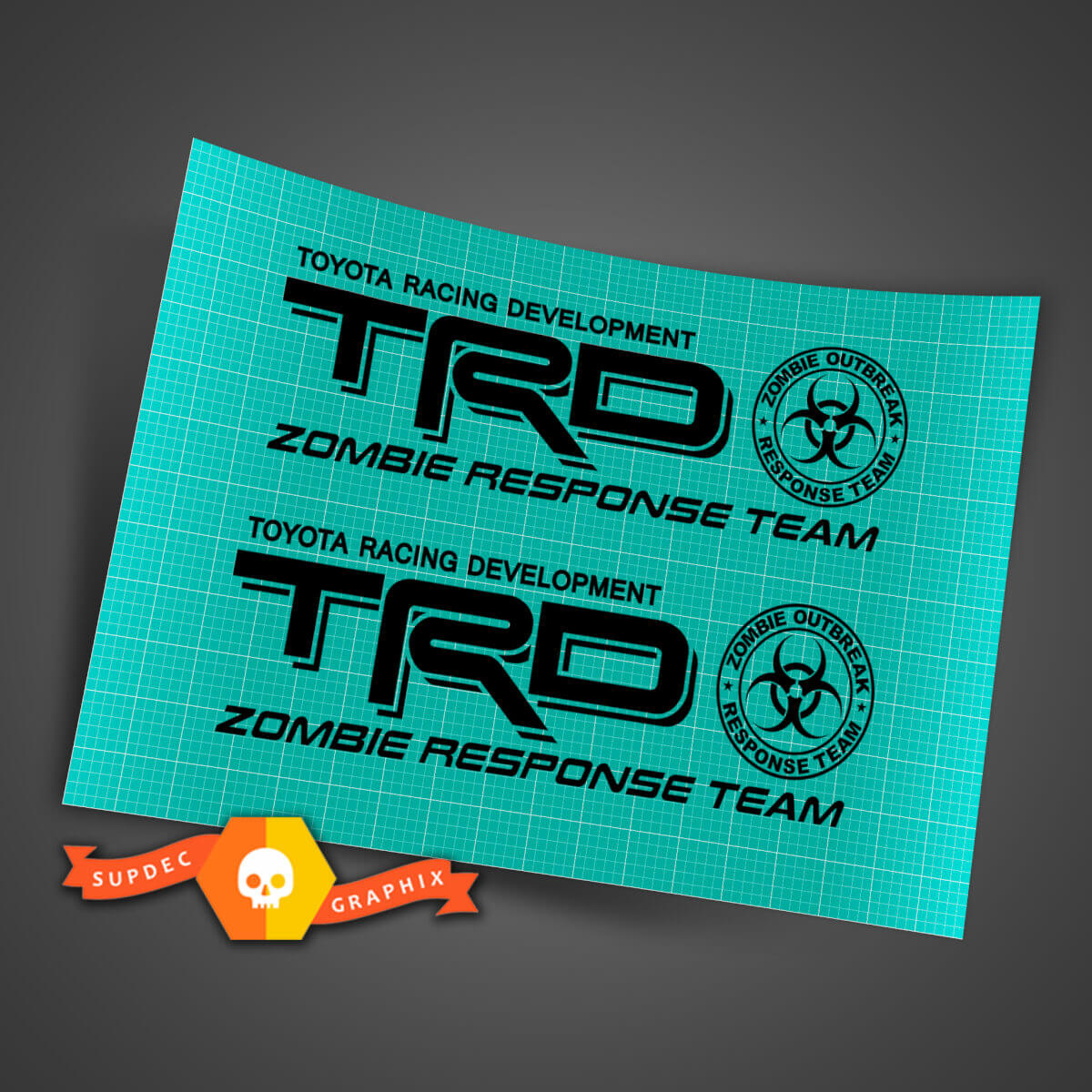 Autocollants de lit TRD Style Zombie Response Team Paire pour camions Toyota