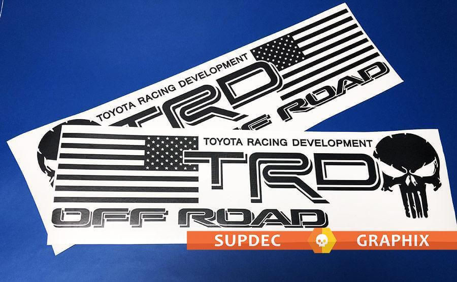 Autocollants Vinyle TRD USA Drapeau Punisher Crâne pour Camions Toyota