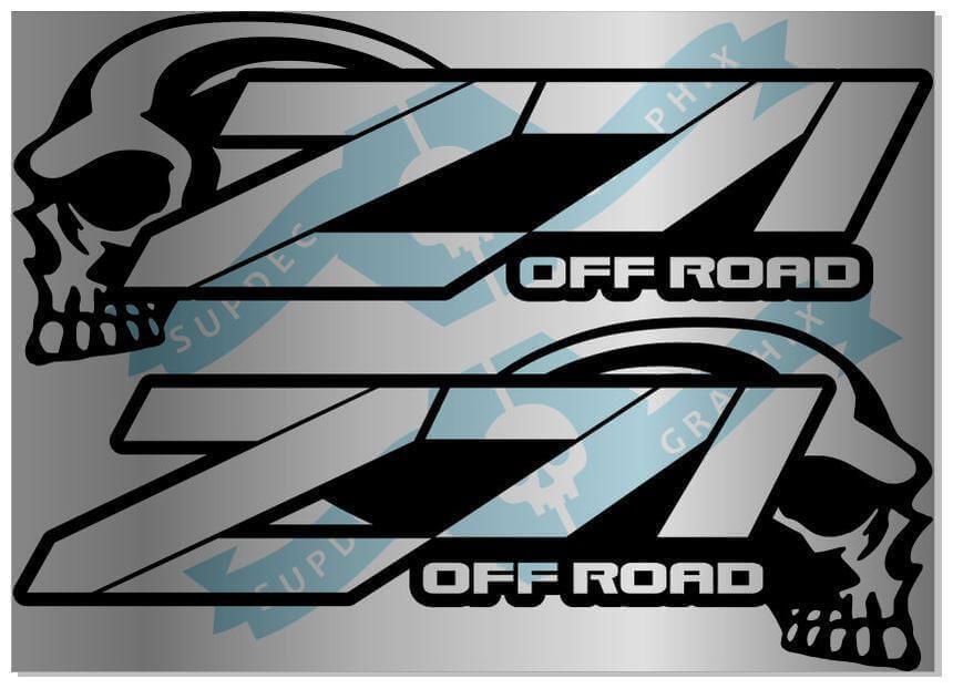 Kit d'autocollants latéraux en vinyle style Skull Z71 tout-terrain pour Chevrolet Silverado