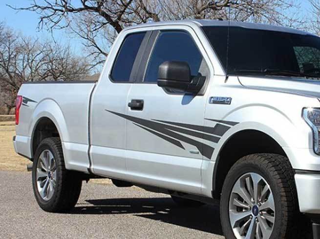 Kit d'autocollants graphiques en vinyle pour Ford F150 à rayures latérales pour modèles 2015-2018