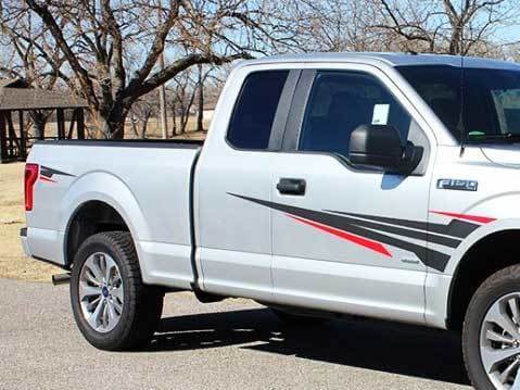 Ford F150 Stripes Side Vinyl Graphics Stickers Stickers Kit 2 couleurs pour modèles 2015-2018