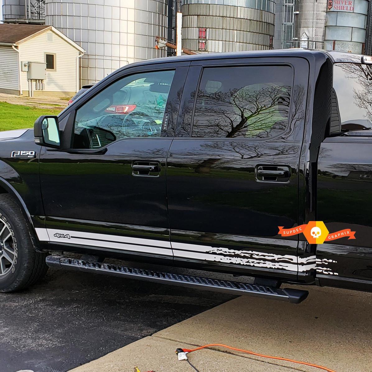 Ford F150 rayures latérales en détresse Vinyl Graphic stickers autocollants convient aux modèles 2015-2020