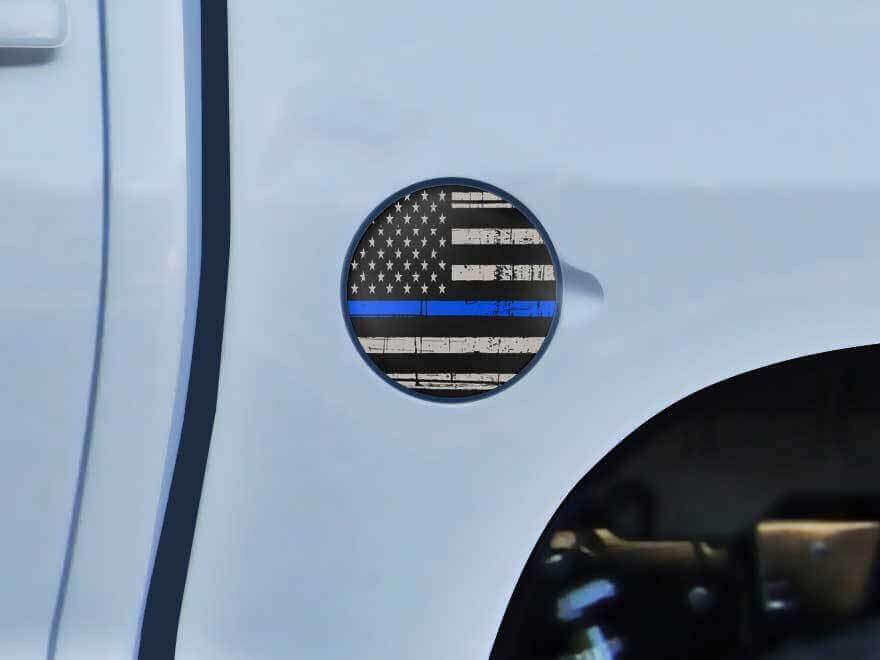 Autocollant en vinyle avec drapeau américain à ligne bleue pour bouchon de réservoir Toyota Tundra 2014-16