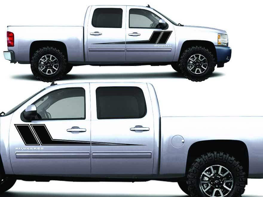Chevrolet Silverado Truck 1500/2500/3500 RALLY STRIPE Autocollants graphiques pour modèles 2008-2013