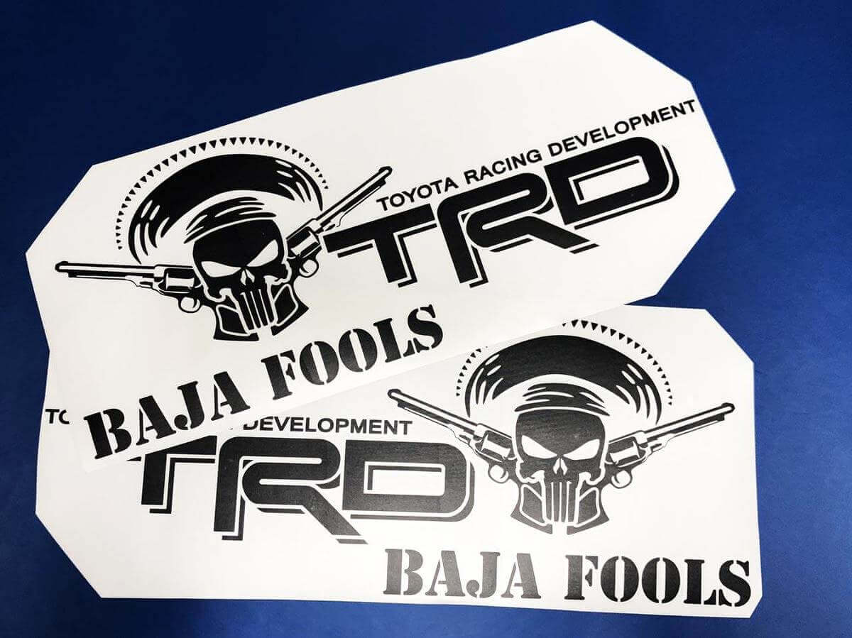 Autocollants latéraux de benne TRD Style Baja Fools Punisher Skull pour camions Toyota