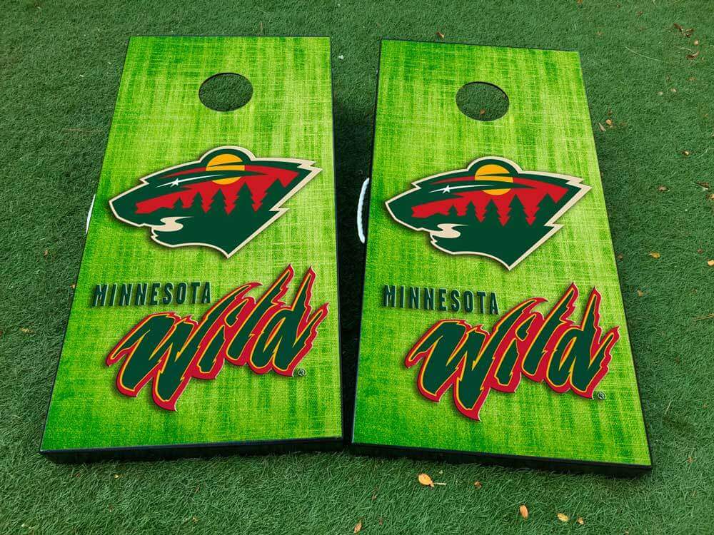 Ensemble d'autocollants en vinyle pour planche de cornhole de hockey Minnesota Wild