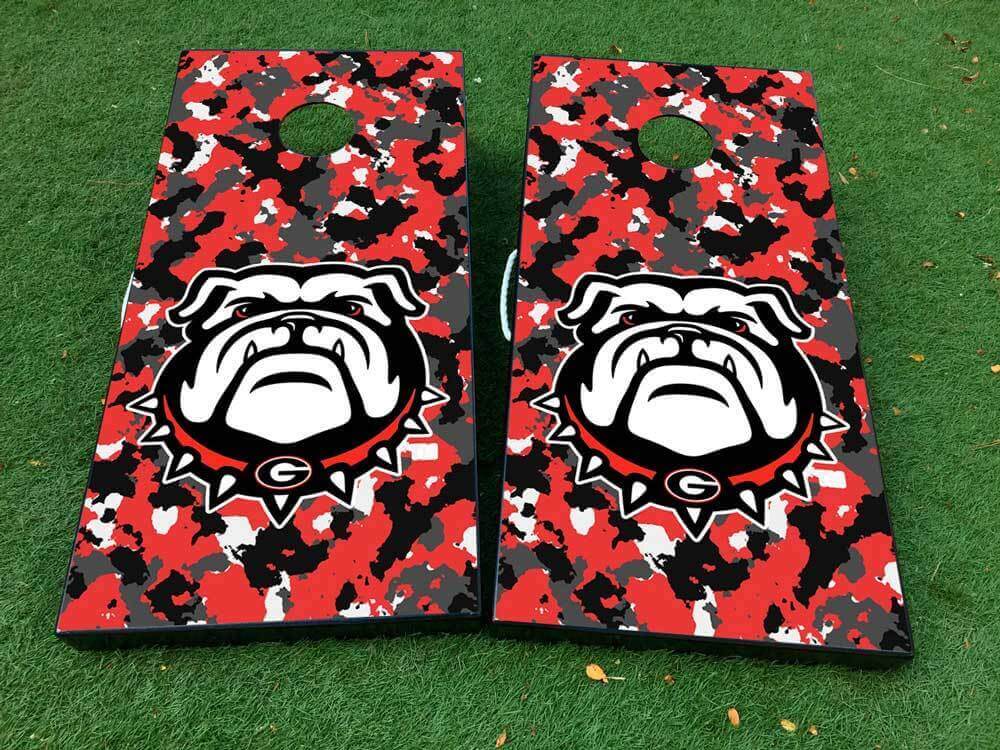 Autocollants en vinyle pour planche de cornhole style football Georgia Bulldogs