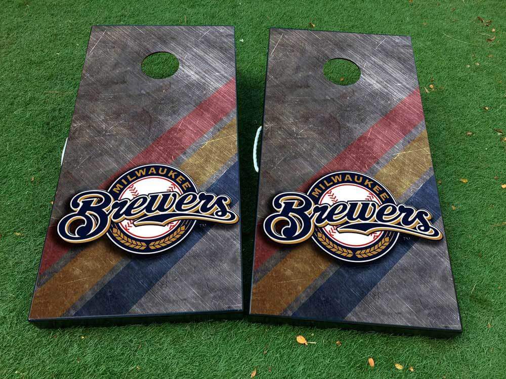 Ensemble d'autocollants en vinyle pour planche de cornhole baseball Milwaukee Brewers