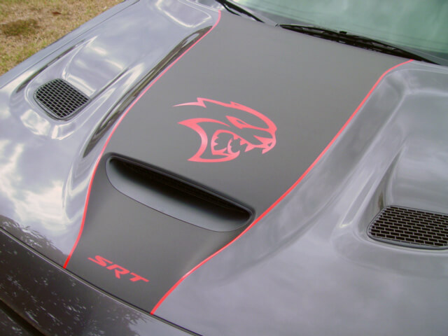 Autocollant vinyle graphique capot style Hellcat pour Dodge Challenger