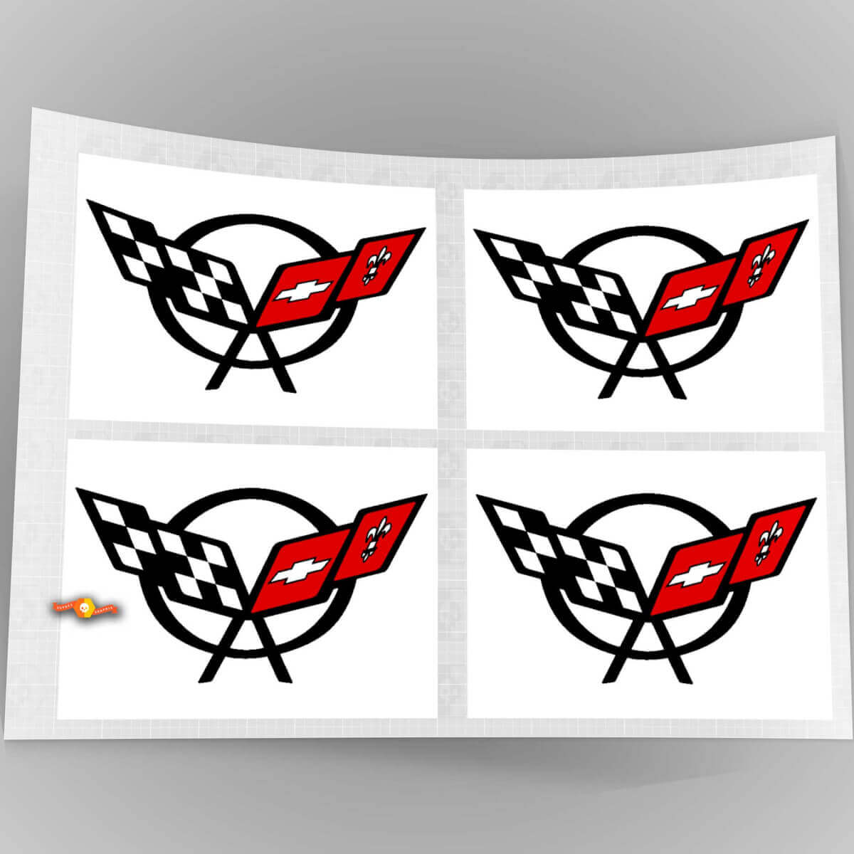 Autocollant vinyle logo Corvette C5 pour cache-moyeu de roue