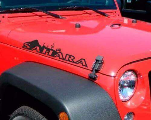Paire d'autocollants en vinyle pour capot Sahara pour Jeep Wrangler Sahara Rubicon