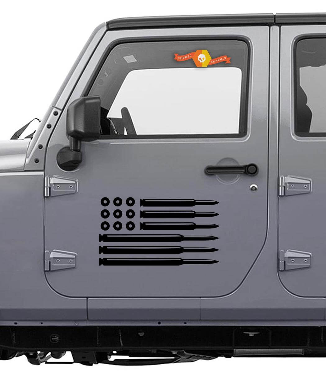Set d'autocollants latéraux en vinyle style balle avec drapeau USA pour Jeep Wrangler