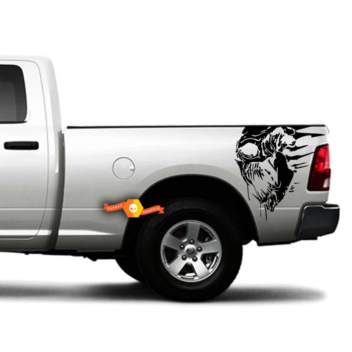 Autocollant vinyle Grunge Skull Side Bed et Hayon pour Dodge RAM 1500