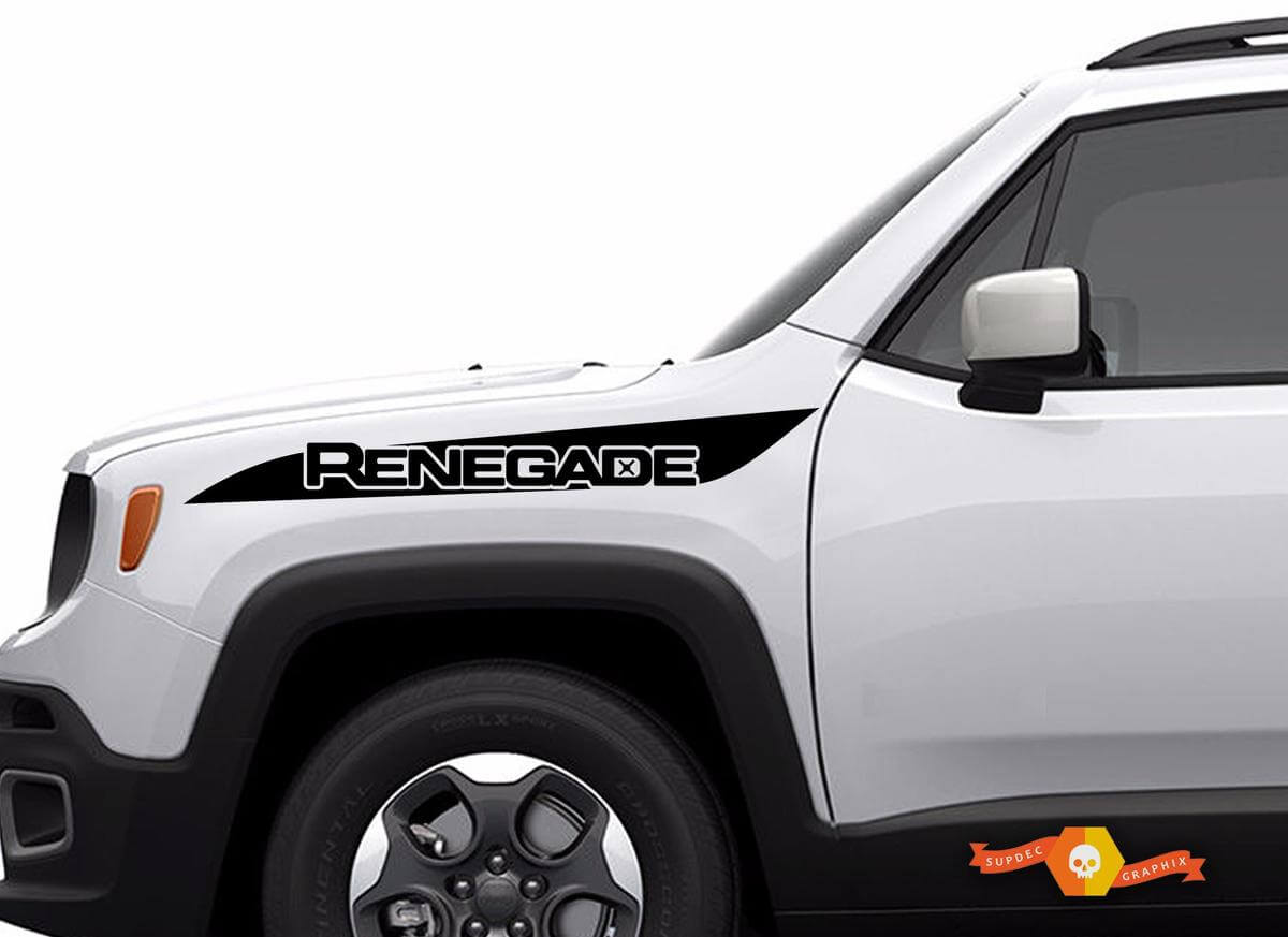 Jeep Renegade Hood Stripe Logo Graphic Vinyl Sticker Sticker Side Camo