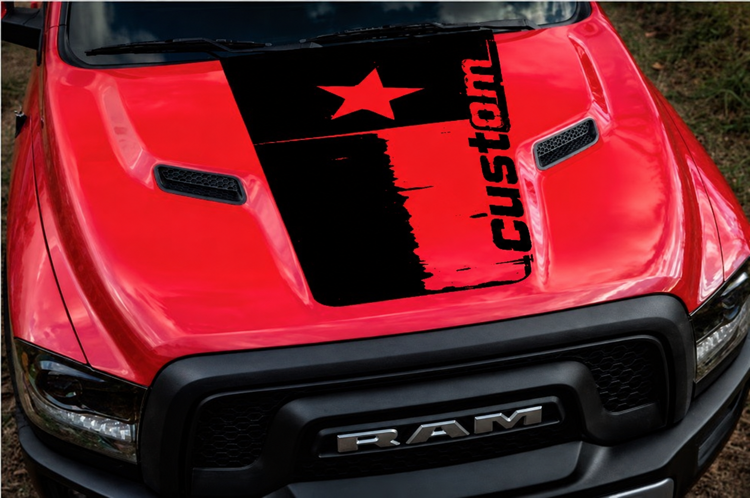 Autocollant vinyle capot personnalisé Drapeau étoile usée pour RAM 1500 2015-2017