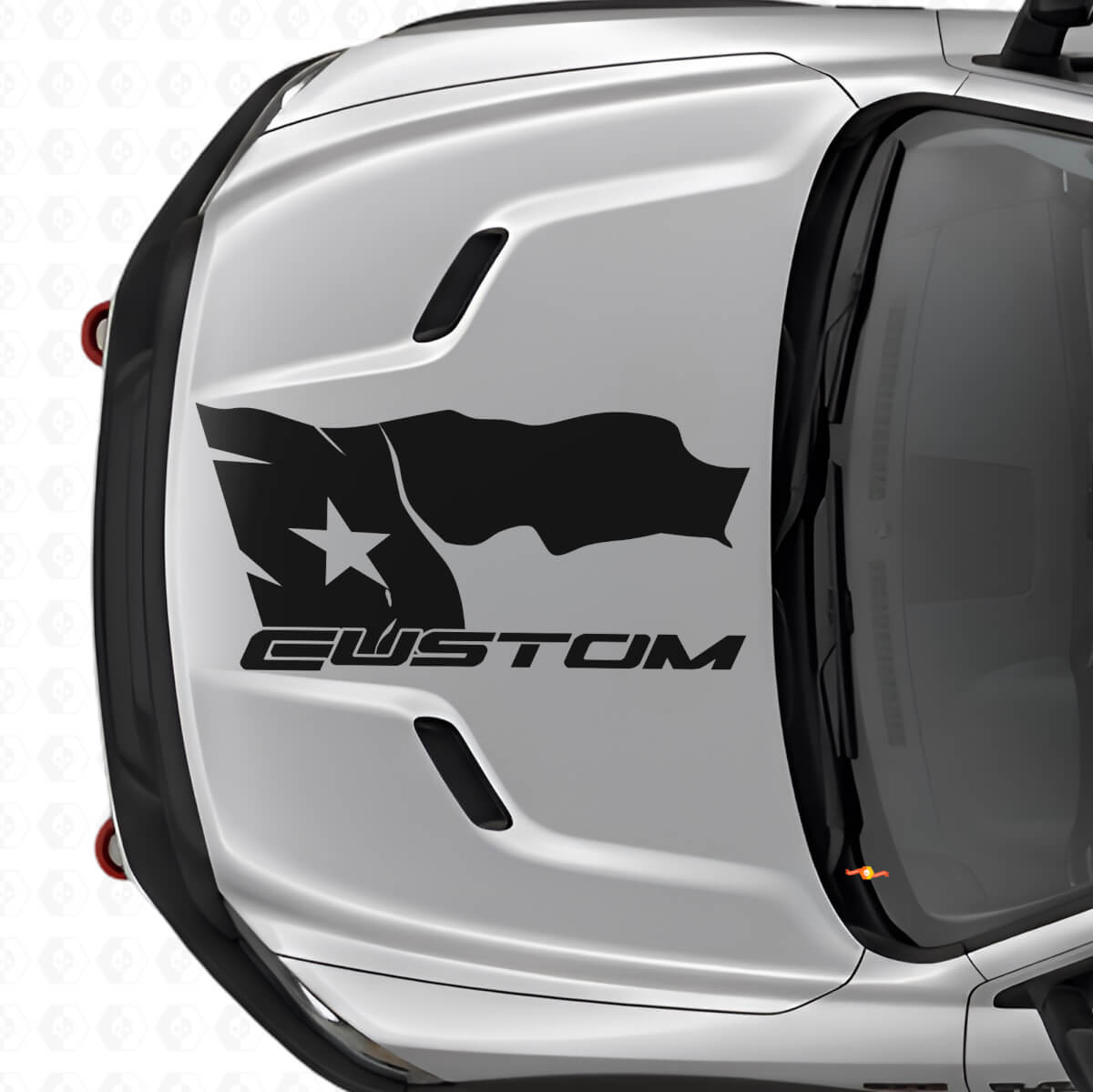 Autocollant Vinyle Capot Drapeau du Texas Vieilli avec Lettrage pour Dodge Ram 2015-17