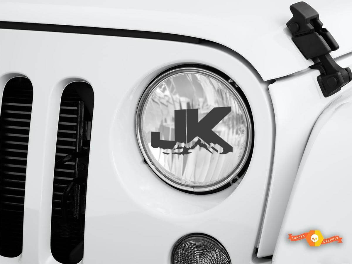 Autocollant en vinyle verre gravé JK Mountain pour phare de Jeep Wrangler