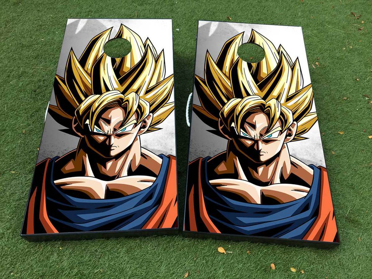 Ensemble d'autocollants vinyle pour planche de cornhole inspirée par Dragon Ball