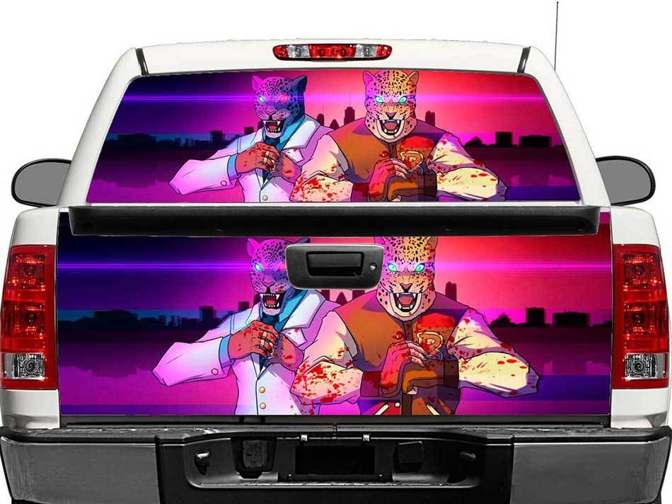 Autocollant en vinyle pour lunette arrière ou hayon Hotline Miami x Tekken pour camions