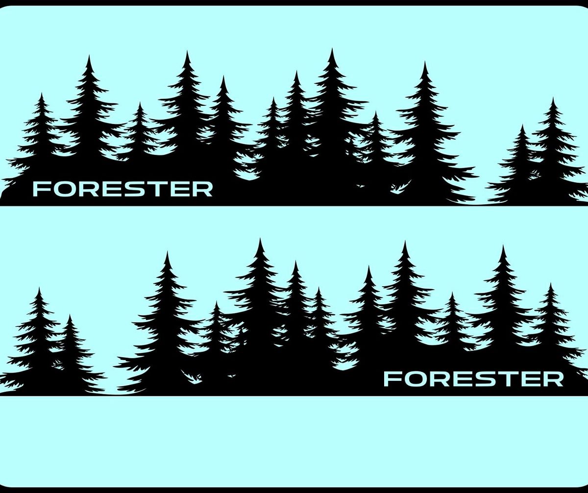 Forester Tree Tree Decal Subaru Sticker Vinyle porte graphique Montagnes Nord-Ouest Pnw