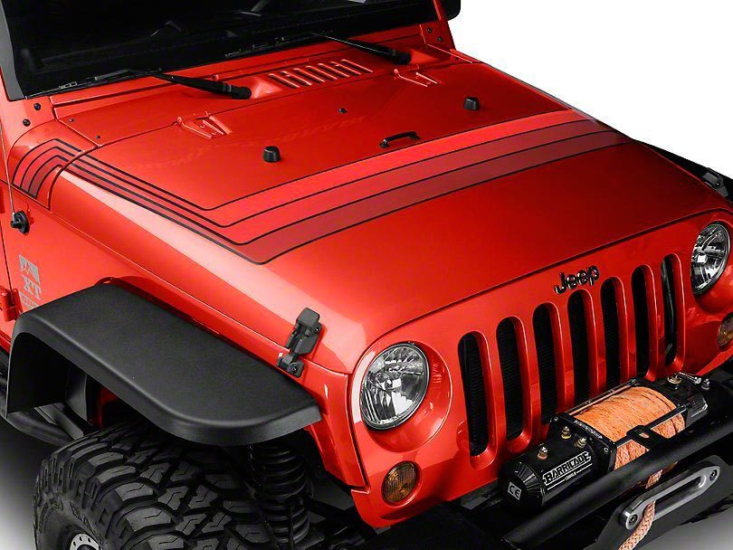 Autocollant vinyle de bandes de capot style rétro pour Jeep Wrangler JK