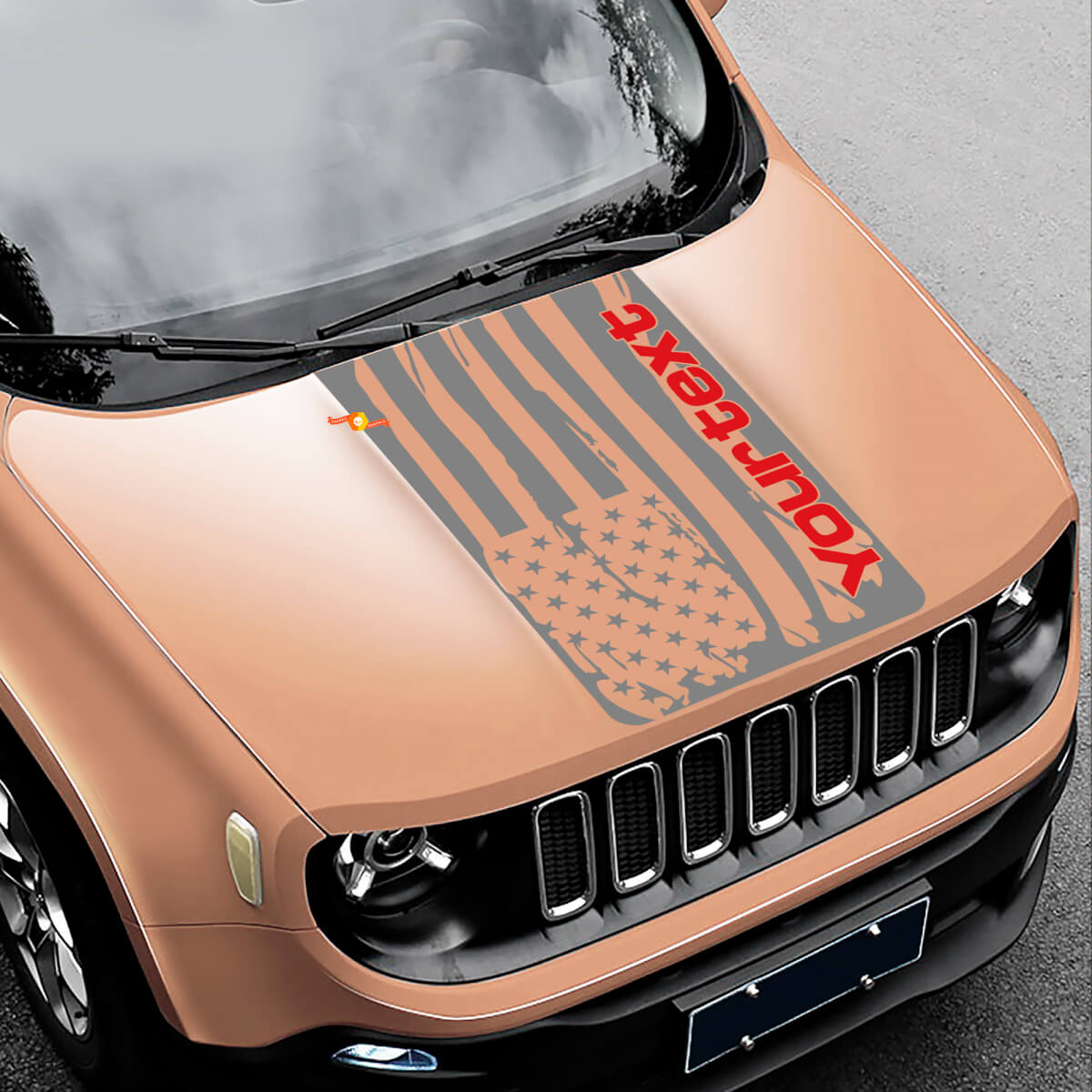 Autocollant Vinyle Capot Drapeau Américain Usé pour Jeep Renegade