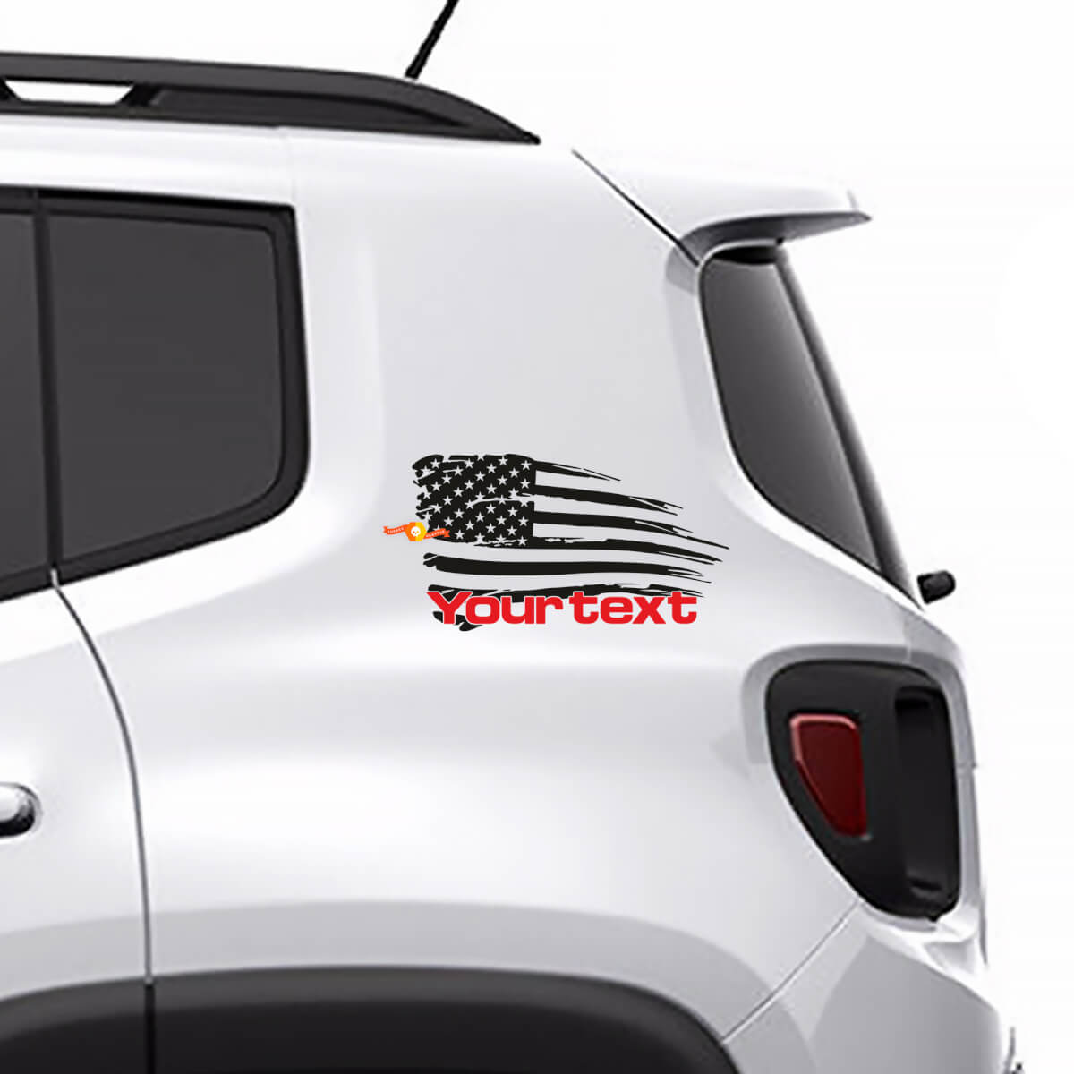Autocollant Vinyle Graphique Drapeau Américain Vieilli Arrière Latéral pour Jeep Renegade