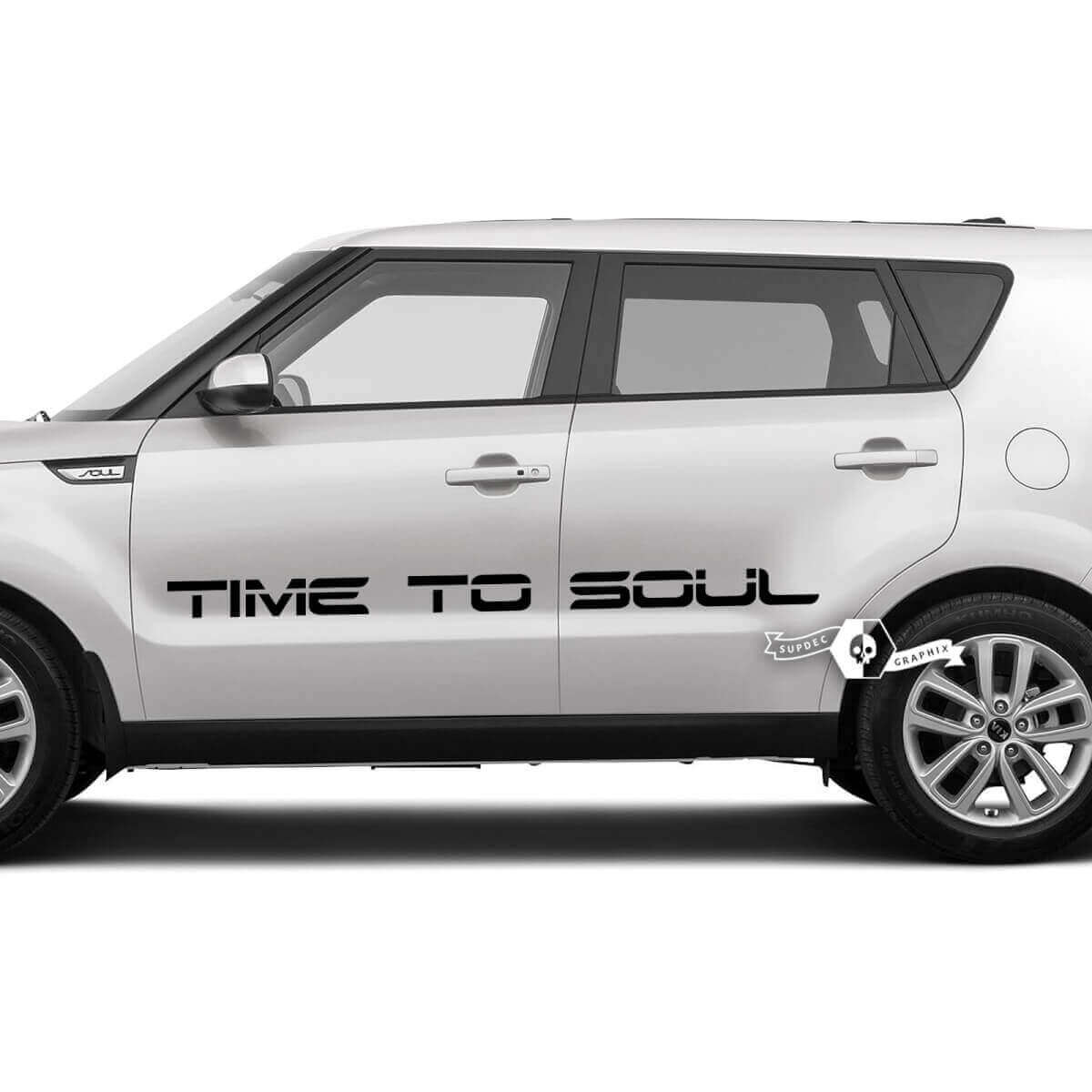Paire de lettrage Time To Soul emblème Logo autocollant vinyle pour Kia Soul
