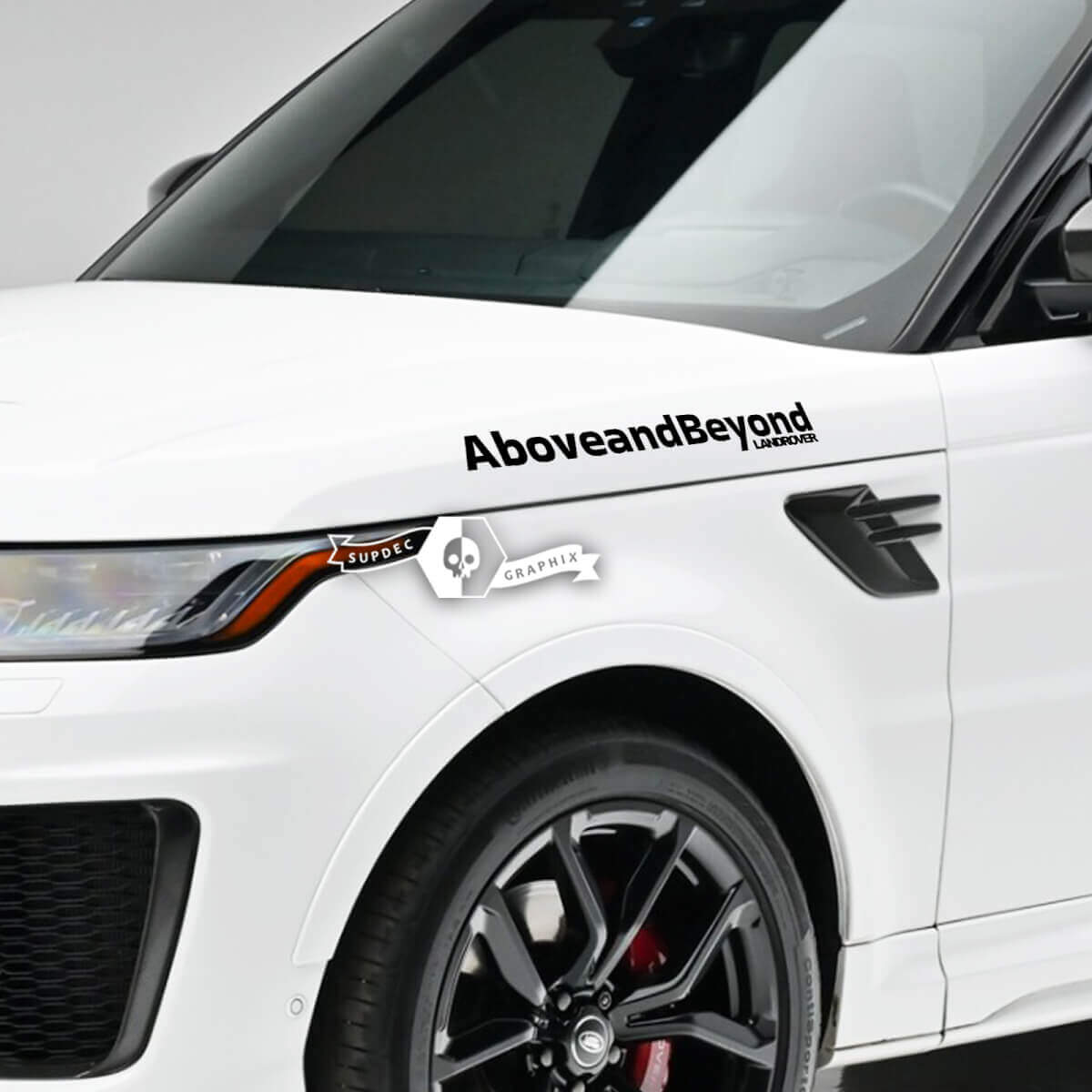 Jeu de décalcomanies en vinyle lettrage latéral Above and Beyond pour Land Rover Range Rover