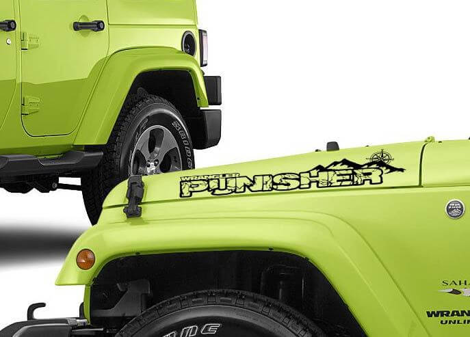 Autocollants en vinyle personnalisés style montagne pour capot, lot de deux pour Jeep Wrangler