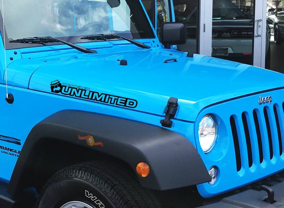 Texte personnalisé Autocollants vinyle de capot tout-terrain illimités pour Jeep Wrangler Unlimited