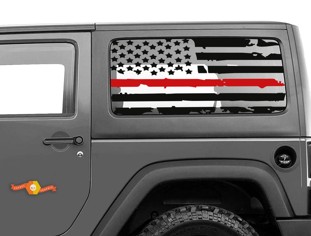 Autocollant en vinyle pour fenêtre Hardtop drapeau USA usé pour Jeep Wrangler JK
