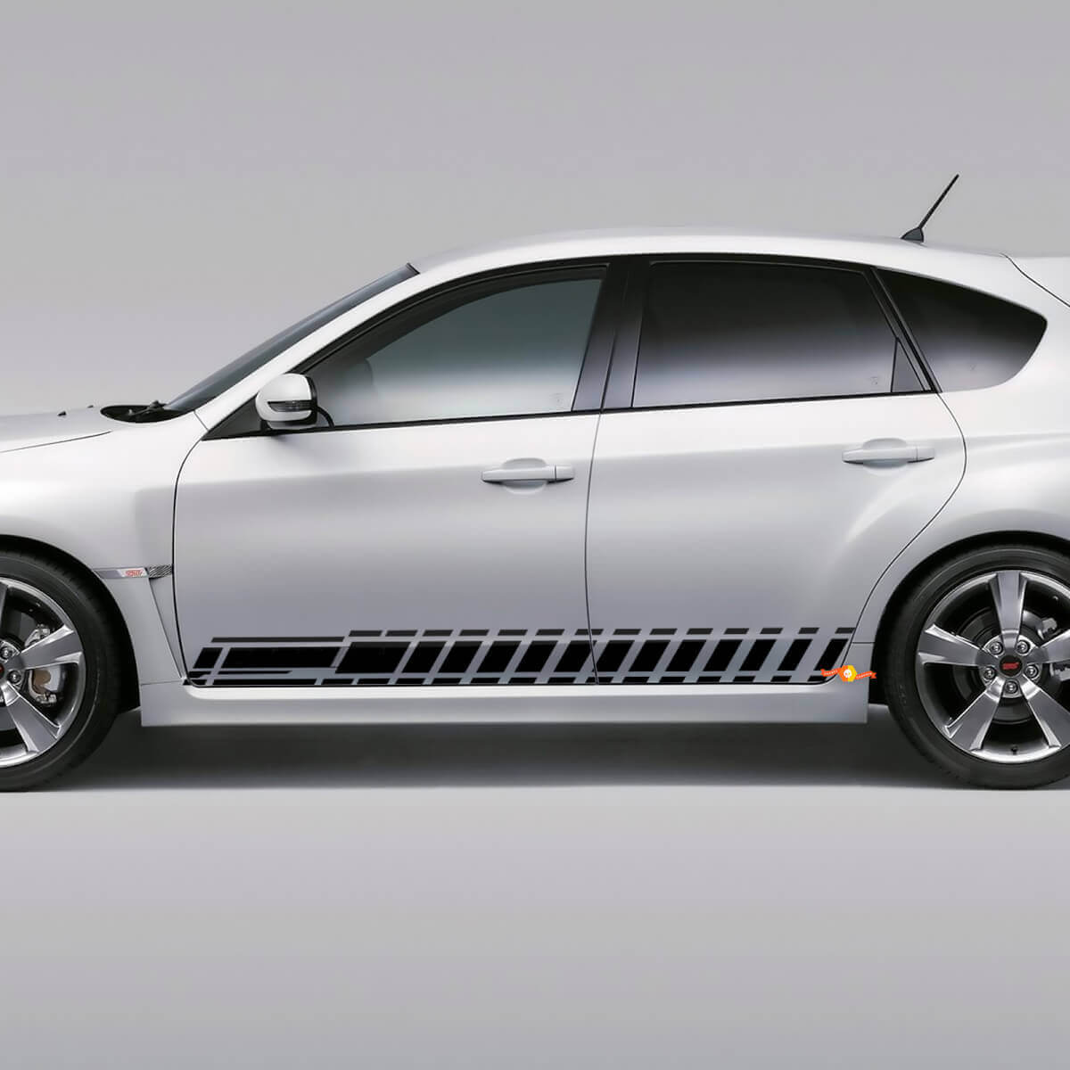Kit d'autocollants en vinyle à rayures latérales à damier pour Subaru Impreza Hatchback WRX STI 2007-12