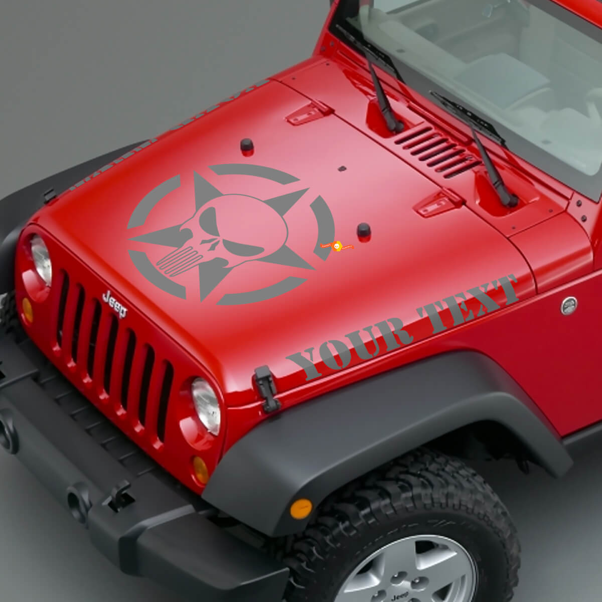Autocollant en vinyle Capuche Étoile Armée Crâne Punisher pour Jeep Wrangler