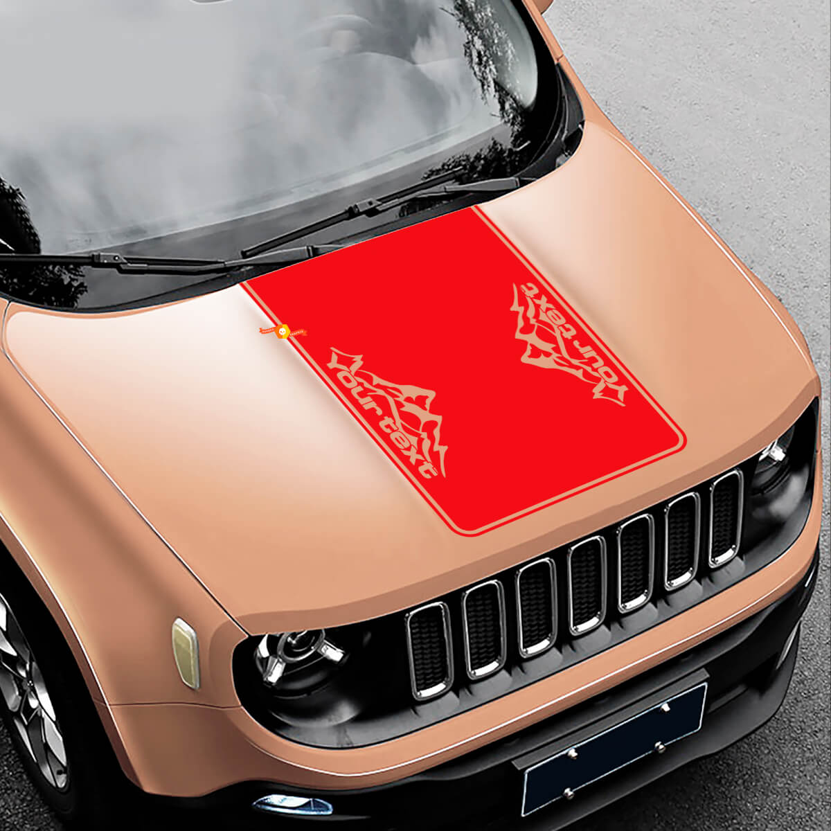 Autocollant en vinyle noir style montagne pour capot Jeep Renegade