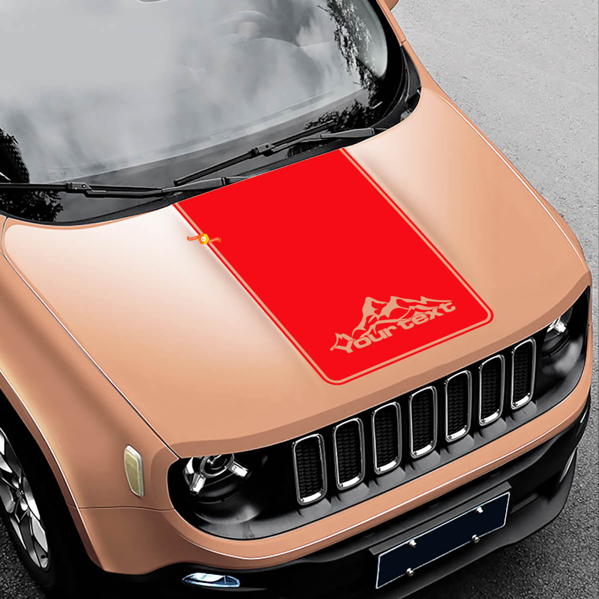 Décalcomanie de capot en vinyle noir style montagnes 2 pour Jeep Renegade
