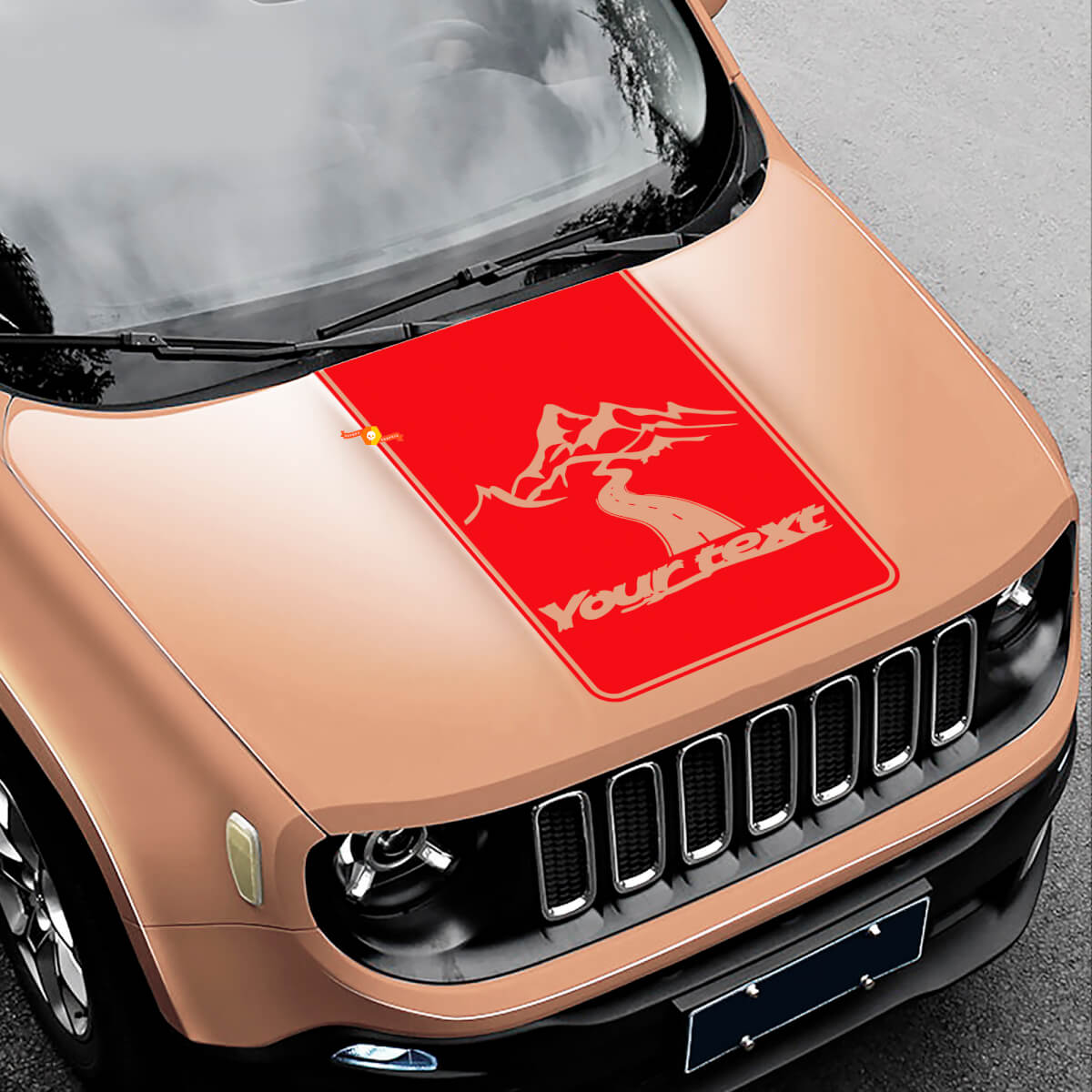 Autocollant Vinyle Noir Style Route Vers Montagnes pour Capot de Jeep Renegade