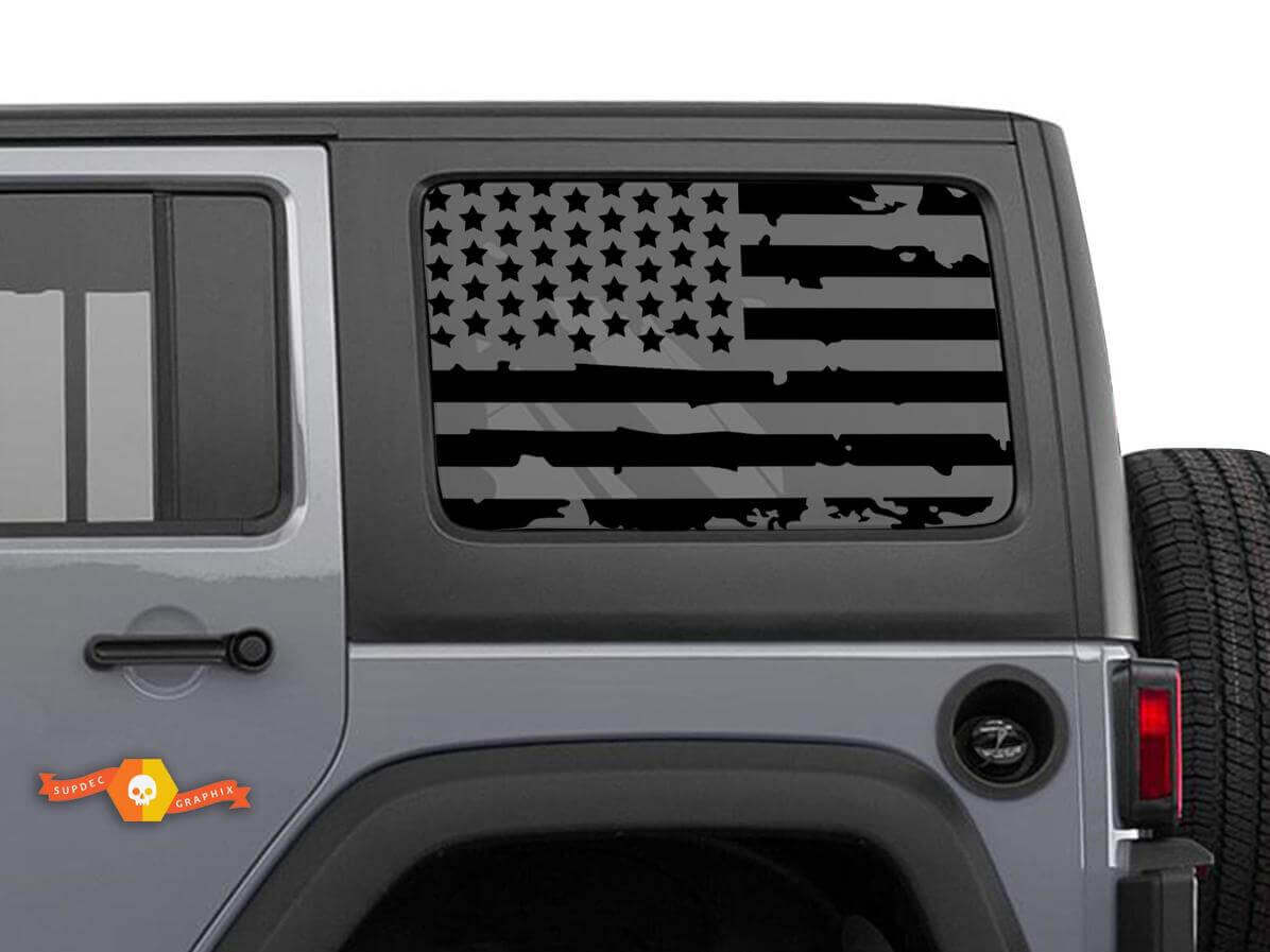 Autocollant de fenêtre Hardtop drapeau américain usé pour Jeep Wrangler JKU