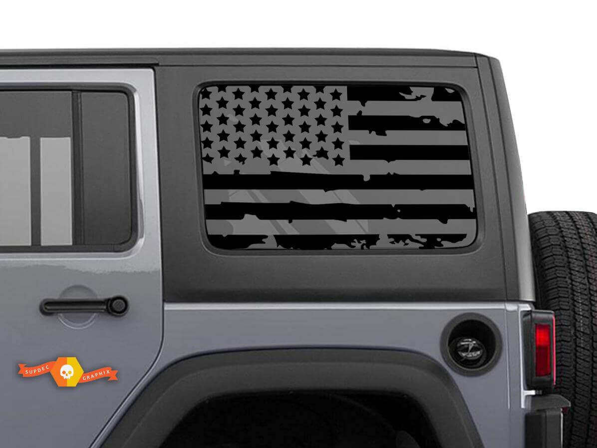 Autocollant de fenêtre Hardtop drapeau américain usé pour Jeep Wrangler JKU