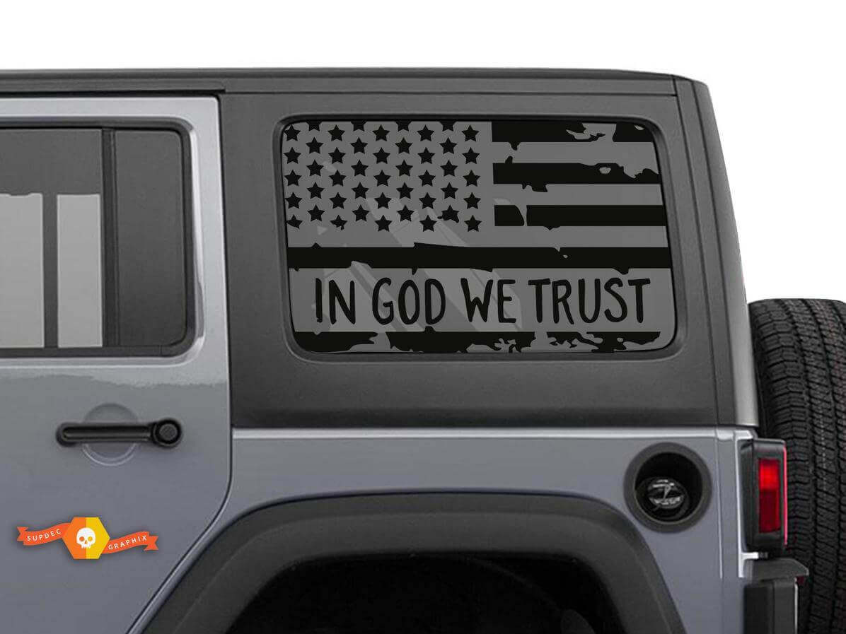 Dans Dieu Nous Croyons Kit d'autocollants vinyle pour fenêtre latérale drapeau des États-Unis pour Jeep Wrangler