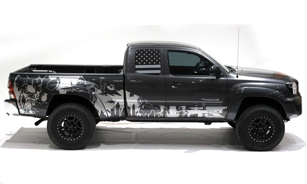 Toyota Tacoma 2005-2018 Lit long personnalisé demi-autocollant latéral autocollant camion enveloppe 4 portes
