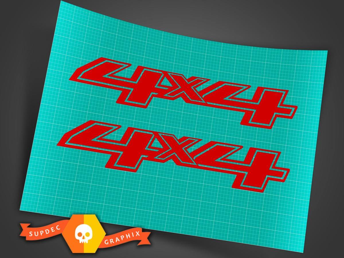 Autocollant vinyle logo 4x4 4WD rouge pour camion Musclecar