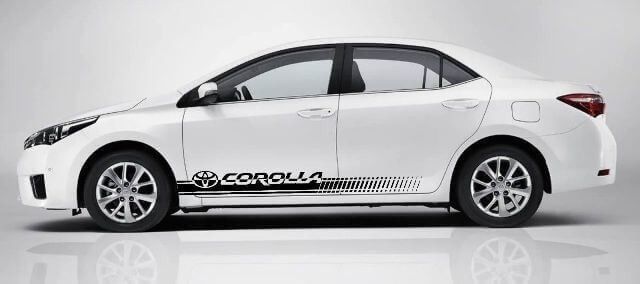 Kit d’autocollants en vinyle à rayures latérales à damier de marque pour Toyota Corolla