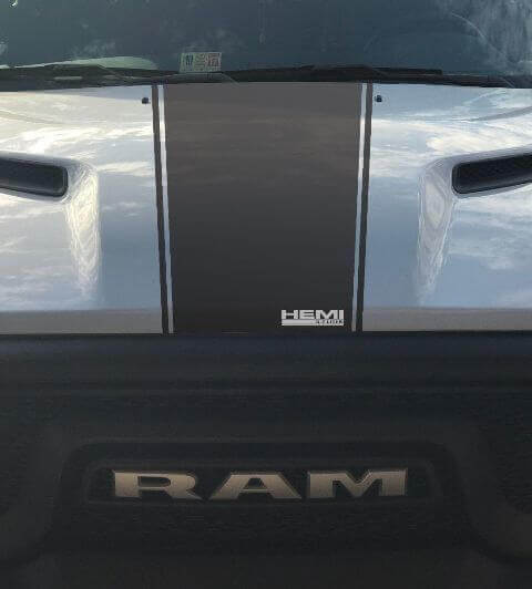 Autocollant en vinyle bande de course capot Rebel 5.7L 3 pour Dodge Ram (style d'usine)