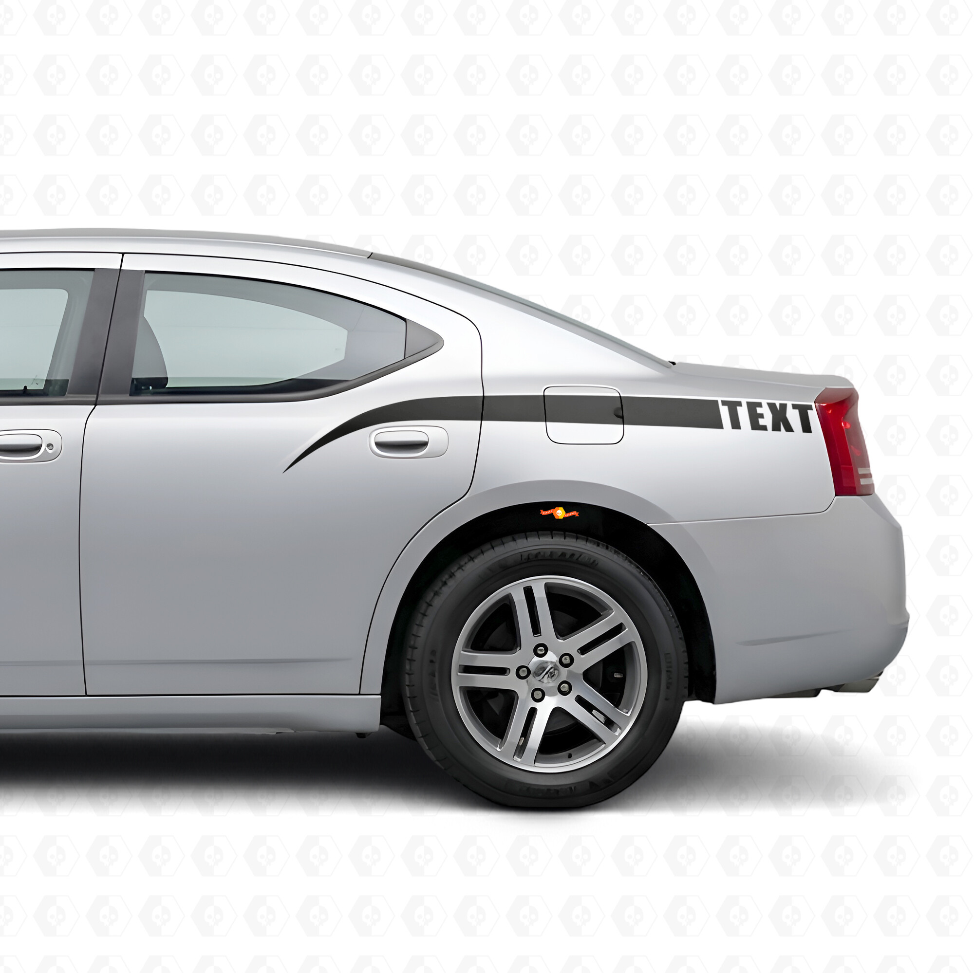 Autocollants vinyle latéraux à bandes accentuées courbes et texte personnalisé pour Dodge Charger 2006-2010