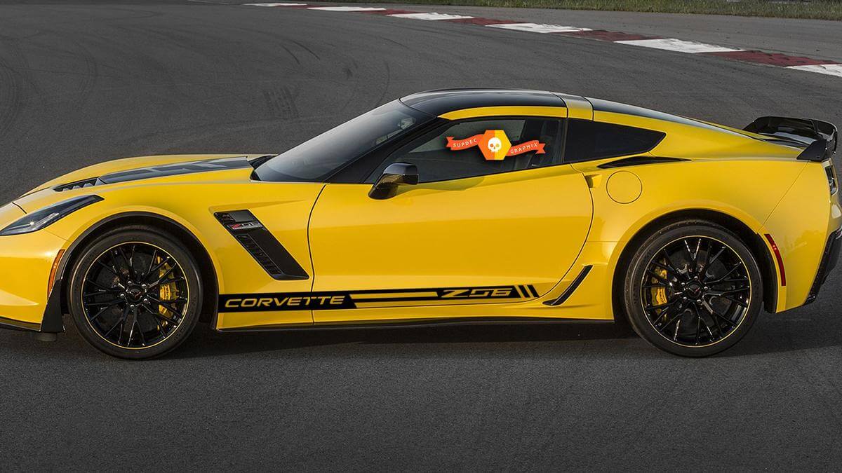 Autocollant Vinyle Bande Latérale de Course Pour Chevrolet Corvette Z06 C6 C7 2005-2018