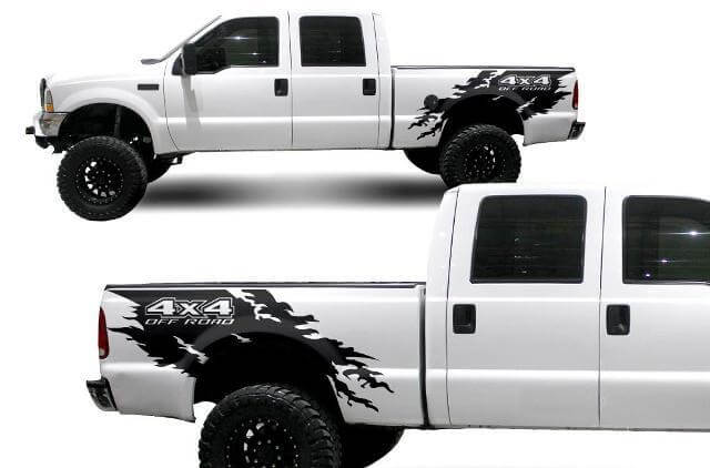 Kit d'autocollants en vinyle Torn 4x4 Wrap 2 pour Musclecar F-250 1999-2006