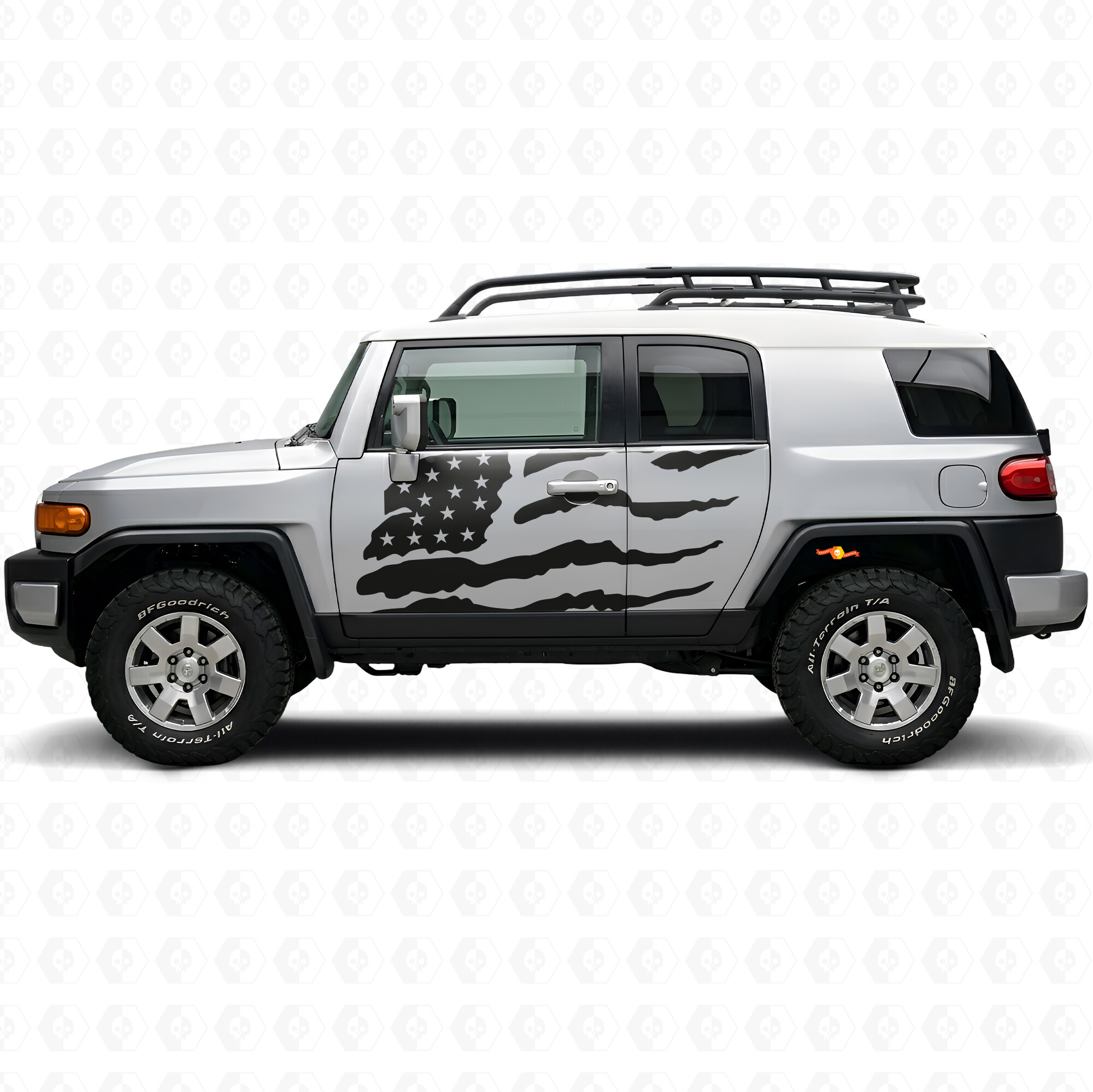 Autocollant vinyle décalcomanie de porte latérale drapeau américain usé pour Toyota FJ Cruiser