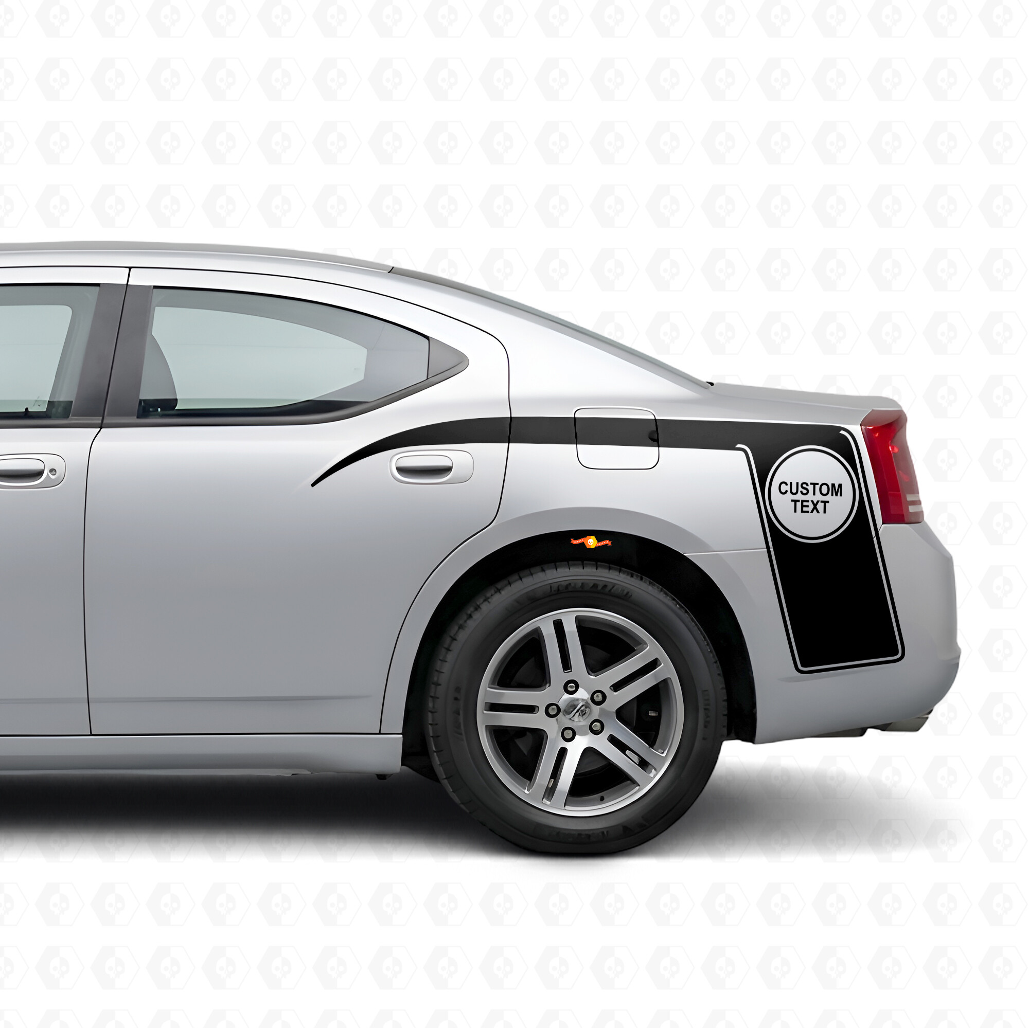 Autocollant en vinyle à texte personnalisé & rayures style griffes pour le panneau de porte de Dodge Charger 2006-2010